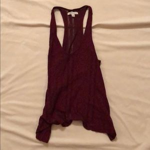 Maroon Lace Design American Eagle Tank Top